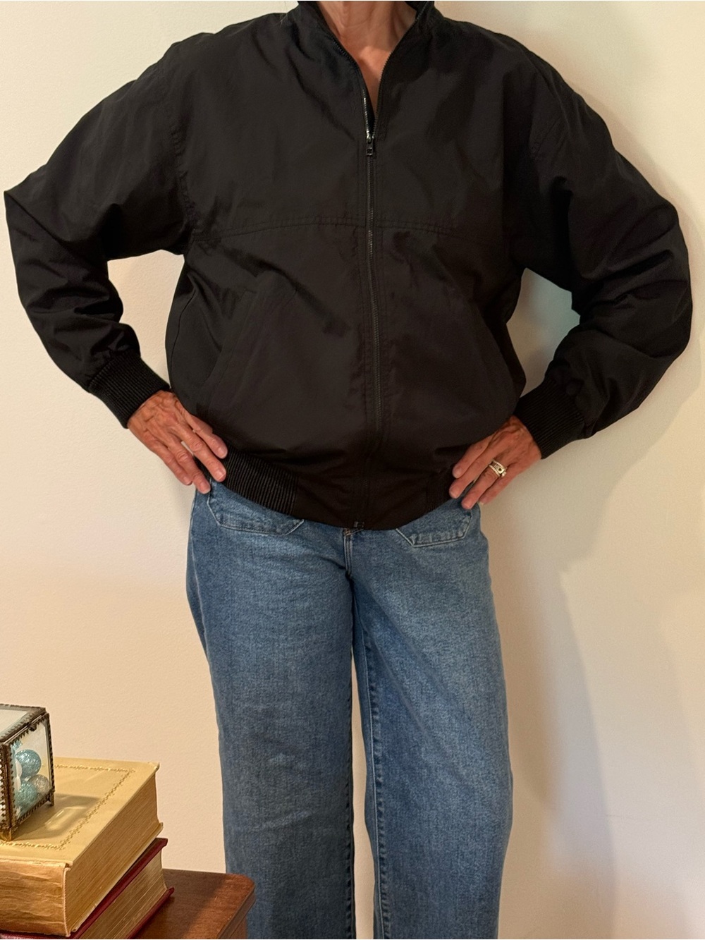 Madewell Women’s Fleece Lined Black Bomber Jacket Size M EUC